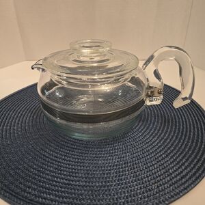 Pyrex Transparent Glass Teapot with Curved Handle